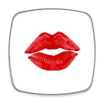 Kussmund Lippenstift Geschenk Paare - Viereckiger Kühlschrankmagnet - Weiß - Vorne