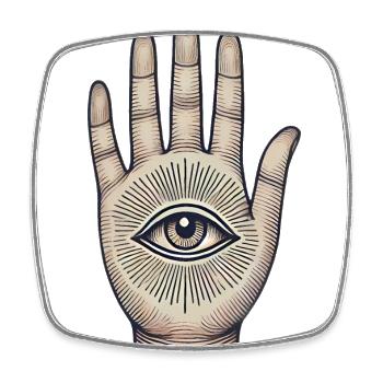 Auge in der Hand Mystisches Symboldesign - Viereckiger Kühlschrankmagnet - Weiß - Vorne