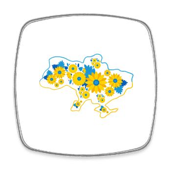 Stand with Ukraine. Floral pattern. - Square fridge magnet - white - Front