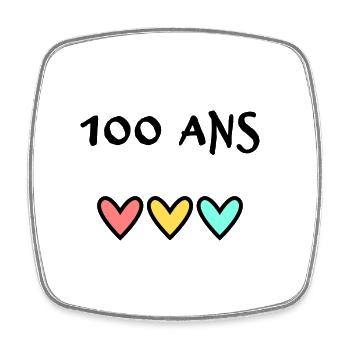 100 ANS. 100e ANNIVERSAIRE. ANNIVERSAIRE 100 ANS. - Magnet carré - blanc - Devant