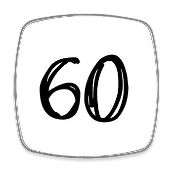 60 JAHRE. 60-JÄHRIGES JUBILÄUM. GEBURTSTAG 60 JAHRE. JAHR - Viereckiger Kühlschrankmagnet - Weiß - Vorne
