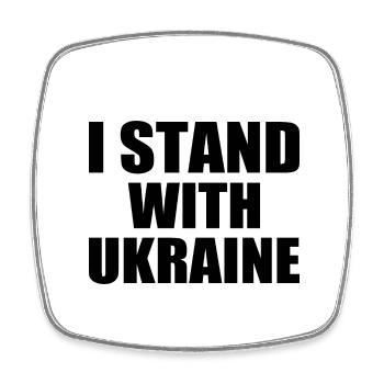 I stand with ukraine - Viereckiger Kühlschrankmagnet - Weiß - Vorne