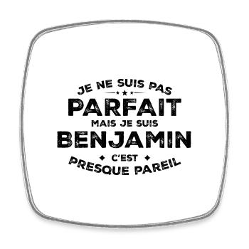 Benjamin Un Prénom, Une Attitude L’Humour Benjamin - Magnet carré - blanc - Devant