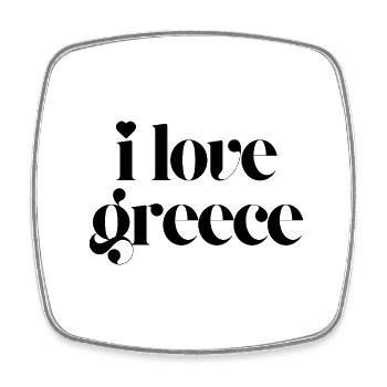i love greece - Square fridge magnet - white - Front
