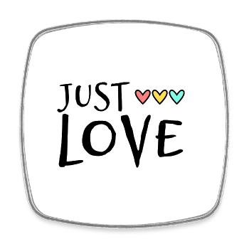 JUST LOVE. JUST MARRIED. VIVE LES MARIES. EVJF - Magnet carré - blanc - Devant