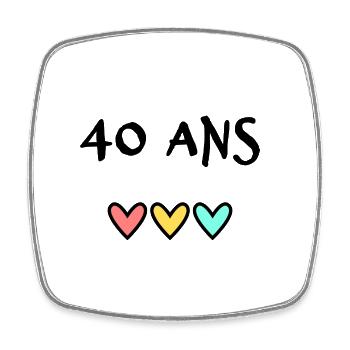40 ANS. 40e ANNIVERSAIRE. ANNIVERSAIRE 40 ANS. 40 - Magnet carré - blanc - Devant
