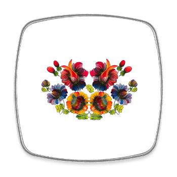Floral pattern. Slavic art. Petrykivka paint - Square fridge magnet - white - Front