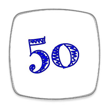 50 YEARS. 50th ANNIVERSARY. BIRTHDAY 50 YEARS. 50 - Square fridge magnet - white - Front