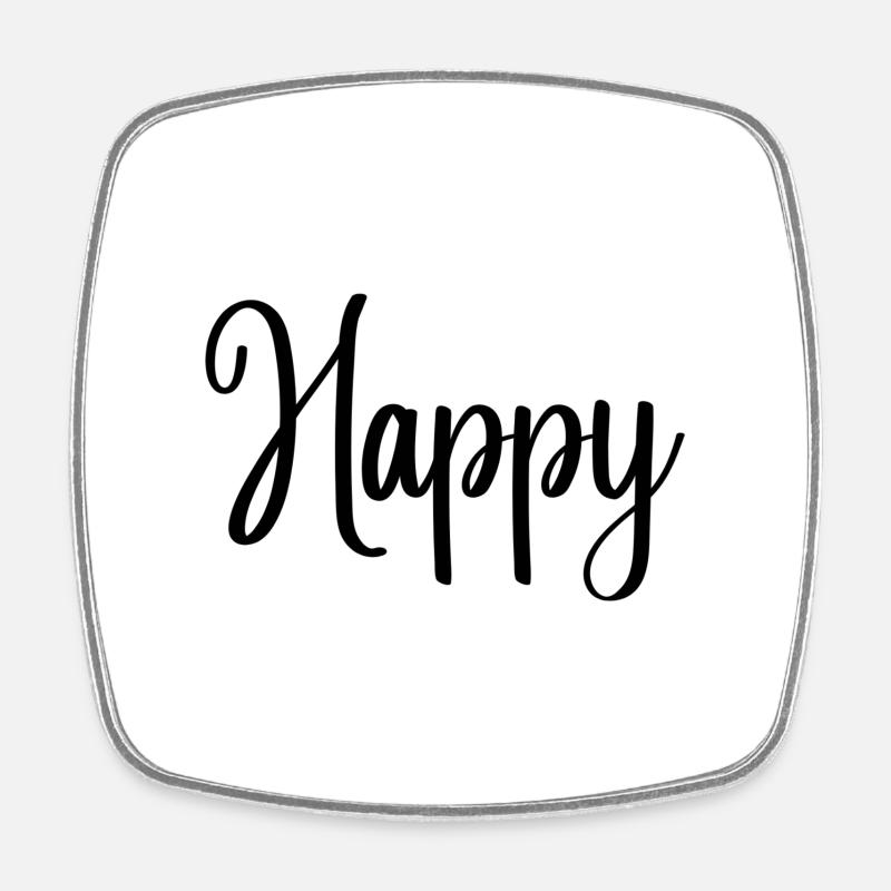 Happy - Square fridge magnet - white