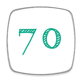 70 YEARS. 70th ANNIVERSARY. ANNIVERSARY 70 YEARS. 70 - Square fridge magnet - white - Front