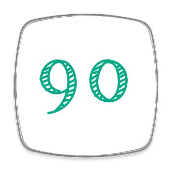 90 JAHRE. 90-jähriges JUBILÄUM. JUBILÄUM 90 JAHRE. 90 - Viereckiger Kühlschrankmagnet - Weiß - Vorne
