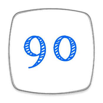 90 JAHRE. 90-jähriges JUBILÄUM. JUBILÄUM 90 JAHRE. 90 - Viereckiger Kühlschrankmagnet - Weiß - Vorne