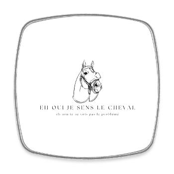 Hey, I feel the horse and no, I don't see the problem - Square fridge magnet - white - Front