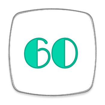 60 JAHRE. 60-JÄHRIGES JUBILÄUM. GEBURTSTAG 60 JAHRE. 60 - Viereckiger Kühlschrankmagnet - Weiß - Vorne