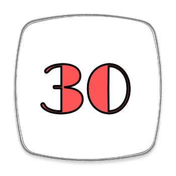 30 JAHRE. 30-JÄHRIGES JUBILÄUM. GEBURTSTAG 30 JAHRE. 30 - Viereckiger Kühlschrankmagnet - Weiß - Vorne
