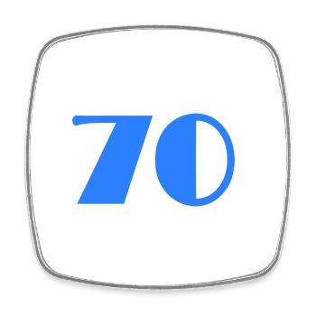 70 YEARS. 70TH ANNIVERSARY. BIRTHDAY 70 YEARS. 70 - Square fridge magnet - white - Front