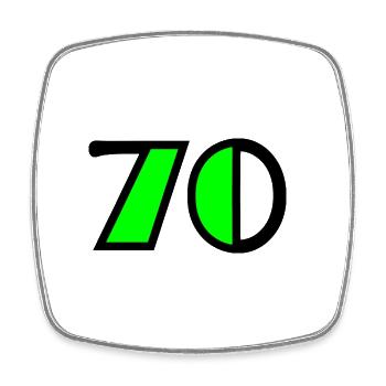 70 YEARS. 70TH ANNIVERSARY. BIRTHDAY 70 YEARS. 70 - Square fridge magnet - white - Front