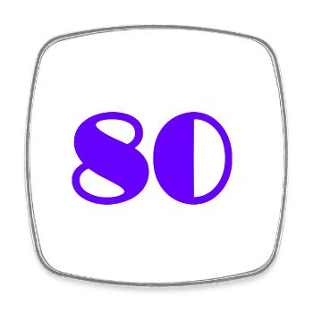 80. 80 JAHRE. 80-JÄHRIGES JUBILÄUM. GEBURTSTAG 80 JAHRE. - Viereckiger Kühlschrankmagnet - Weiß - Vorne