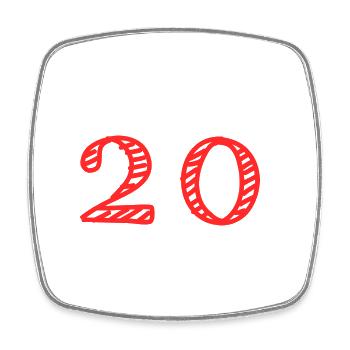 20 ANS. 20e ANNIVERSAIRE. ANNIVERSAIRE 20 ANS. 20 - Magnet carré - blanc - Devant