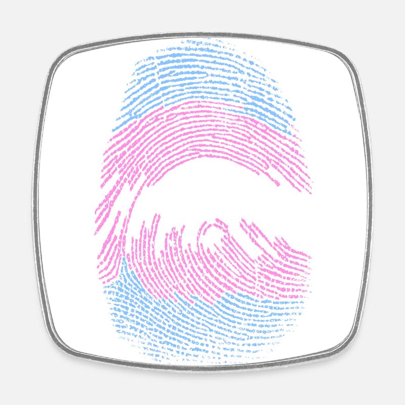 Empreinte digitale trans - Magnet carré - blanc
