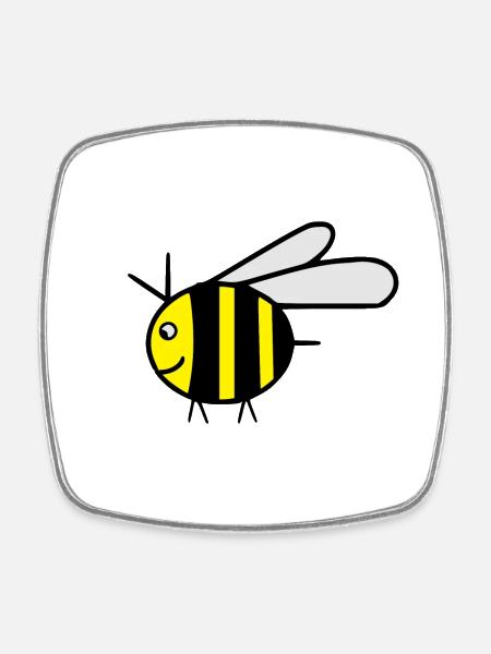Bourdon d’abeille volante jaune - idée cadeau - Magnet carré - blanc