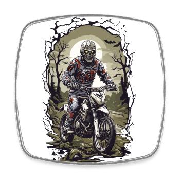 Motocross Zombie Halloween Adrenaline Biker Race - Square fridge magnet - white - Front
