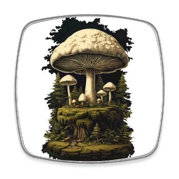 Retro Mushroom Pickers & Growers Mushroom Design - Square fridge magnet - white - Front