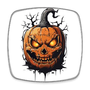 Octobre minuit effrayant Halloween citrouille - Magnet carré - blanc - Devant