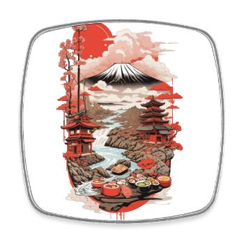 Sushi Ukiyo-E Art Retro Design Food Stil - Viereckiger Kühlschrankmagnet - Weiß - Vorne