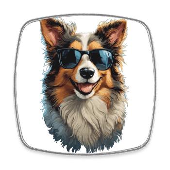 Border Collie Friend Companion Dogs Design - Square fridge magnet - white - Front