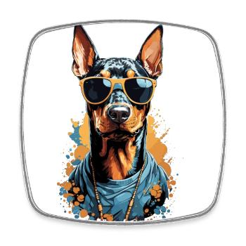 Dobermann Hund Streetwear Ästhetik Design - Viereckiger Kühlschrankmagnet - Weiß - Vorne
