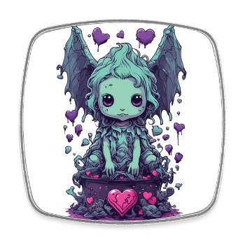 Gothic Ghoul Kawaii Love Monster Pastel Design - Viereckiger Kühlschrankmagnet - Weiß - Vorne