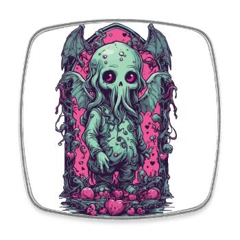 Kawaii Cthulhu Goth monstre Halloween Design - Magnet carré - blanc - Devant