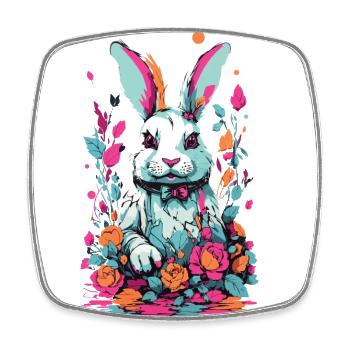 Psycho Gothic Bunny Occult Art Illustration - Square fridge magnet - white - Front