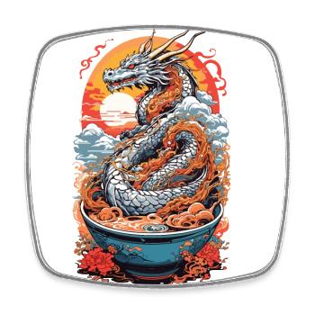 Ramen Drachen Ukiyo-e Otaku Manga Design - Viereckiger Kühlschrankmagnet - Weiß - Vorne