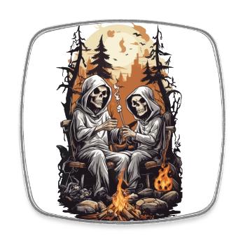 Funny Skeletons Cricket Halloween Party - Square fridge magnet - white - Front