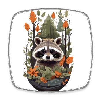 Conception d’animaux de la nature mignonne du raton laveur pour les enfants - Magnet carré - blanc - Devant