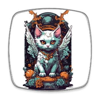Occulte chat gothique Vintage Design amoureux - Magnet carré - blanc - Devant