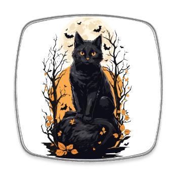 Conception esthétique de la pleine lune de chat d’Halloween - Magnet carré - blanc - Devant