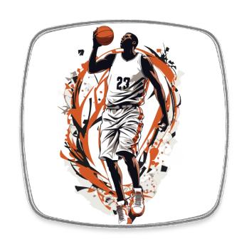 Dynamischer Basketball Freiwurf Basketballspieler - Viereckiger Kühlschrankmagnet - Weiß - Vorne
