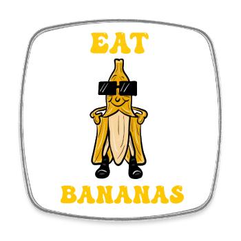 Eat bananas – a fun theme - Square fridge magnet - white - Front