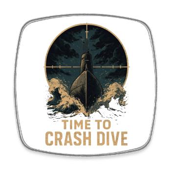 Time to Crash Dive – U-Boot im Fadenkreuz - Viereckiger Kühlschrankmagnet - Weiß - Vorne