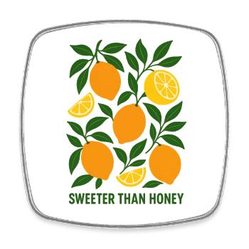 Vintage Lemon, Summery, Colorful Sweeter than Honey - Square fridge magnet - white - Front