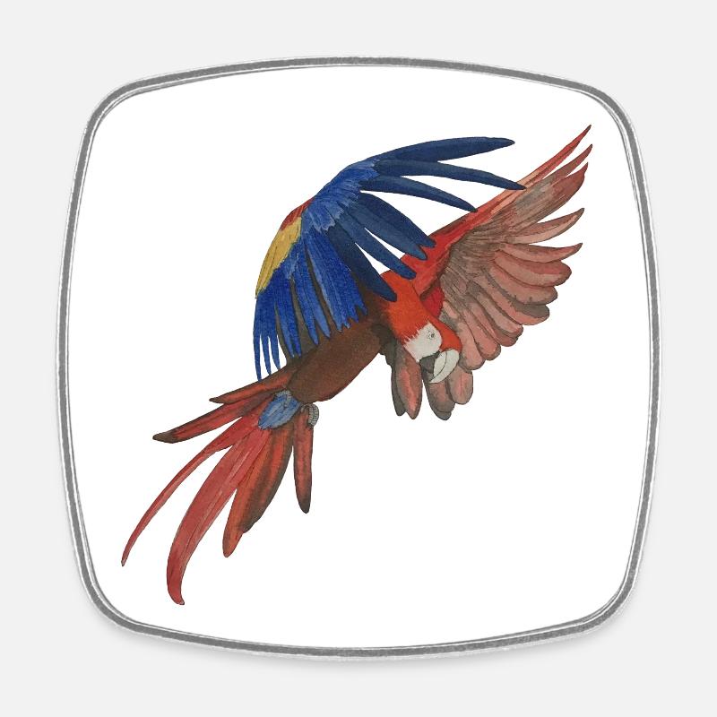 flying macaw parrot macaw - Square fridge magnet - white