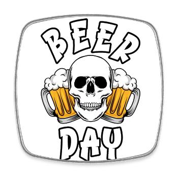 BEER DAY - Square fridge magnet - white - Front