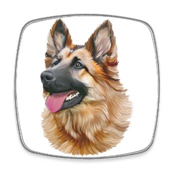 Deutscher Schäferhund - German Shepherd - Viereckiger Kühlschrankmagnet - Weiß - Vorne