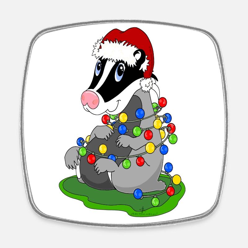 Weihnachtsdachs - Viereckiger Kühlschrankmagnet - Weiß