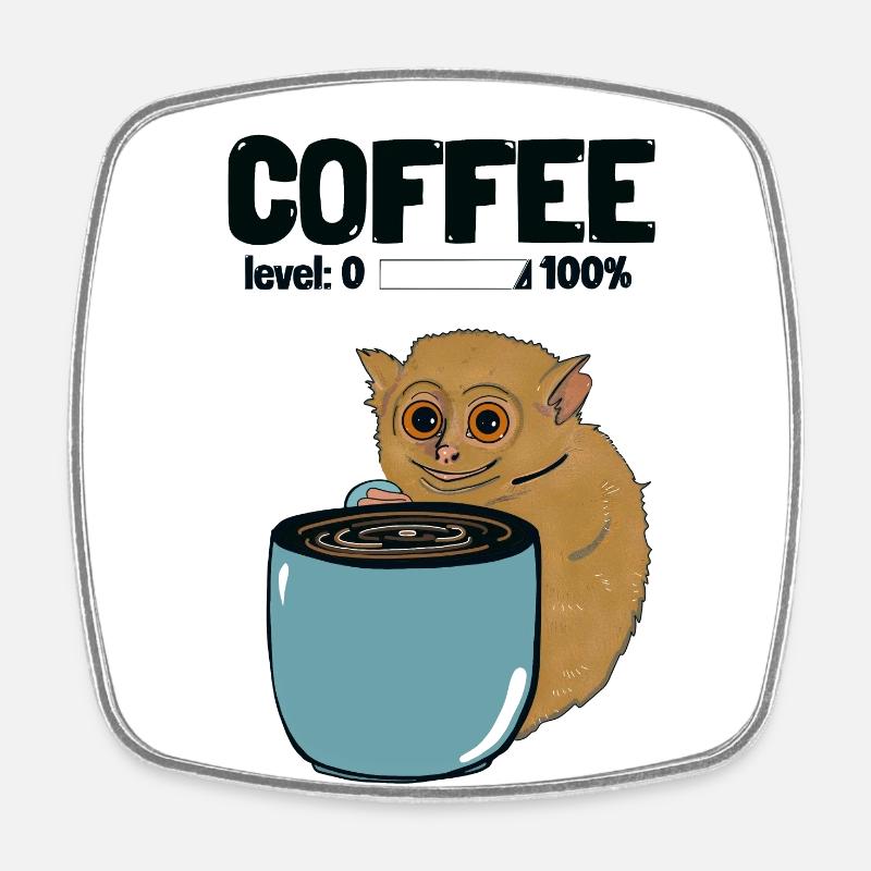 Coffee Level 100 - Coffee Cup - Leprechaun Maki - Square fridge magnet - white
