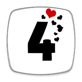 4 hearts 4th birthday - Square fridge magnet - white - Front