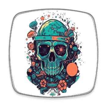 vector psychedelic skull illustration magic Design - Square fridge magnet - white - Front